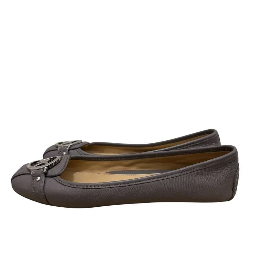Michael Kors Gray Fulton Leather Driving Flats 7 - Picture 2 of 6